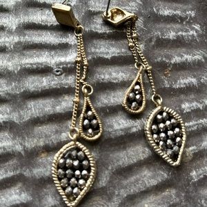 NWOT Gold and Pyrite Bead Statement Drop/Dangle Earrings
